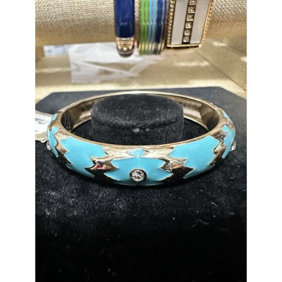 Sequin Nordstrom Multicolor Gold Tone Statement Enamel Bangle Bracelet # 200 - Picture 2 of 3